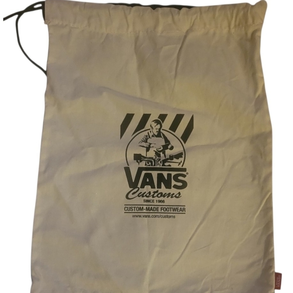 Vans Custom-Made Foot Wear Drawstring Off-White Bag With Bold Blue‎ 15"H X 12"W